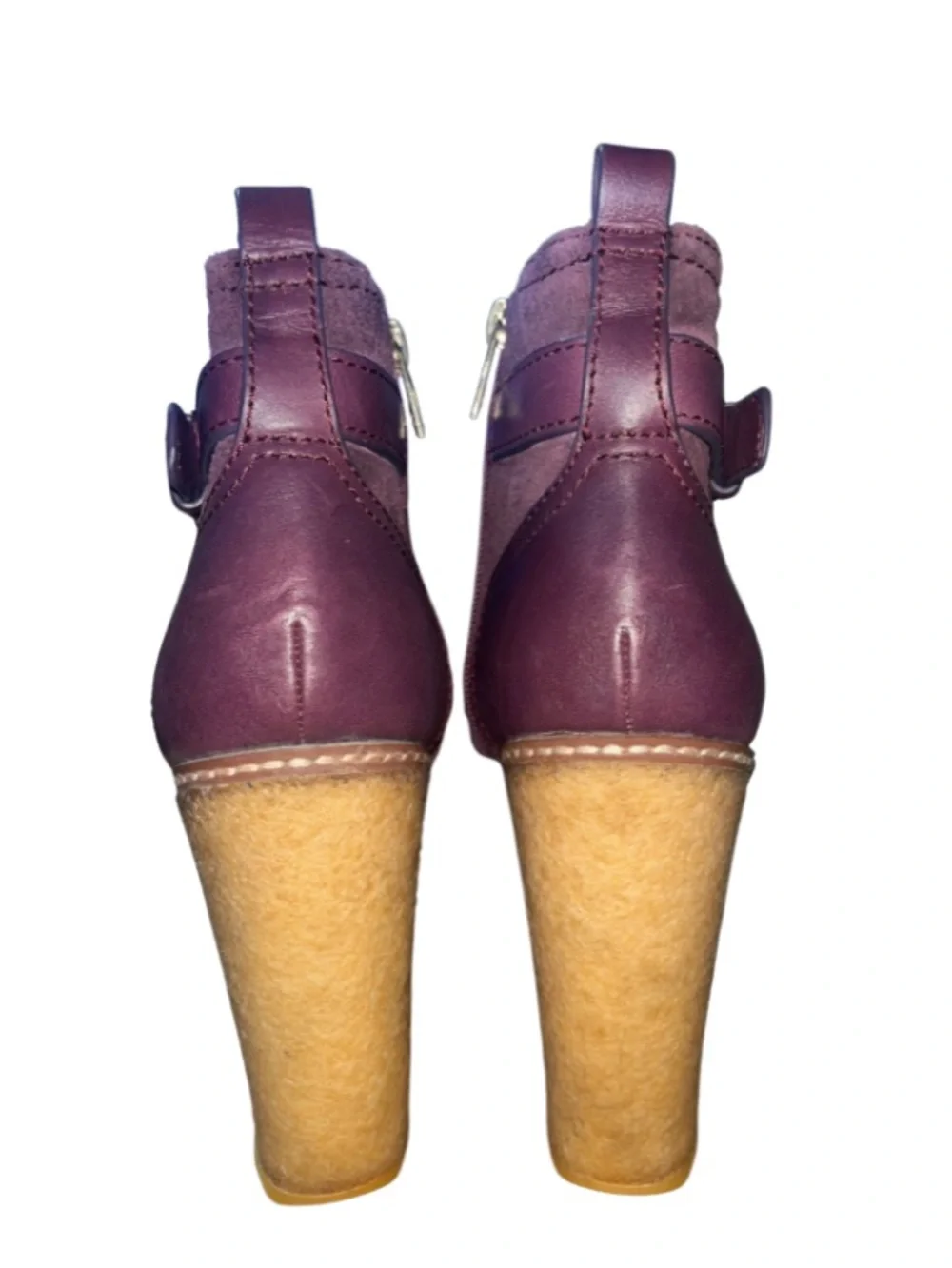 Tory Burch Remy Fur Platform Wedge Boots Leather Suede, Shiraz, 8.5M
